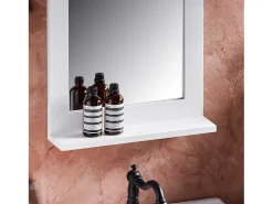 Sobuy Espejo de Baño con 1 Estante Espejo de Pared 38 x 9 x 54 cm BZR162-W ES Blanco Sale
