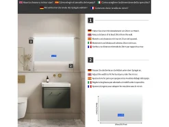 Online Espejo de baño con iluminación - 100 x 60 cm - Espejo de baño LED - con toque, antivaho, reloj, temperatura, regulable Transparente