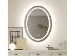 Fativo Espejo de baño con iluminación, espejo de pared antivaho con aumento 80x60cm Plateado New