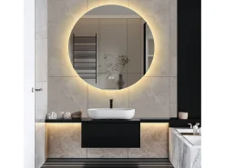 Hot Espejo de baño con iluminación LED - 80 x 80 cm - Interruptor táctil - 3 colores de iluminación - Montaje en pared Blanco