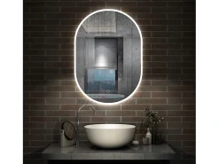 Outlet Espejo de baño con Led,50 x 90 cm, Luz led con tres colores,Con función antivaho, memoria agapada, brillo ajustable. Transparente
