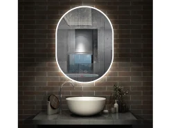 Outlet Espejo de baño con Led,50 x 100 cm, Luz led con tres colores,Con función antivaho, memoria agapada, brillo ajustable. Transparente