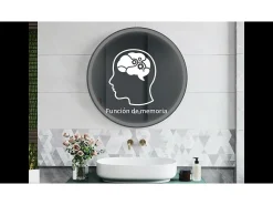 Sale Espejo de baño con Led,80 x 80 cm, Luz led con tres colores,Con función antivaho,memoria agapada y brillo ajustable.Marco negro, diseño contemporáneo. Transparente