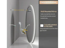 Fativo Espejo de baño de pared, espejo de tocador LED, espejo antivaho iluminado, espejo conectado, 3 pantallas táctiles, 60x60cm Plateado Discount