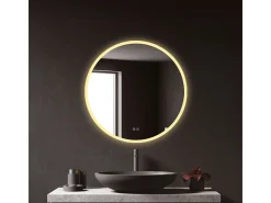 EDM Espejo de baño luz LED 20W forma circular Ø60 cm Transparente