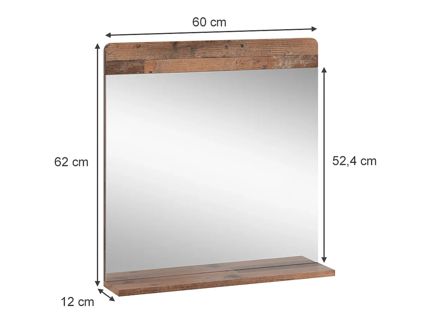 Vicco Espejo-Espejo de baño estilo antiguo 60x12x62 izan Marru00f3n