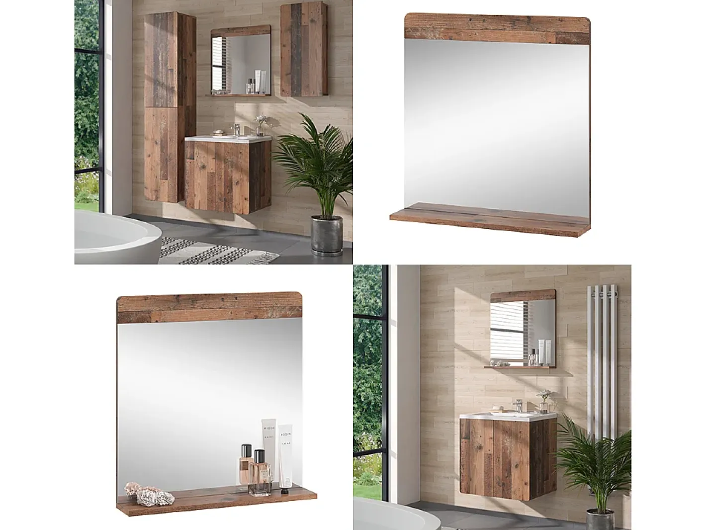 Vicco Espejo-Espejo de baño estilo antiguo 60x12x62 izan Marru00f3n