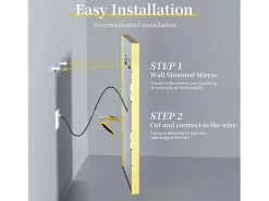 Best Fativo Espejo de baño iluminado LED antivaho con marco 80x60x4cm Dorado