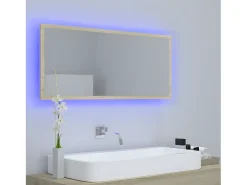 Espejo de baño LED acrílico color roble Sonoma 100x8,5x37 cm ES611967 Marru00f3n Best