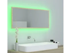 Espejo de baño LED acrílico color roble Sonoma 100x8,5x37 cm ES611967 Marru00f3n Best
