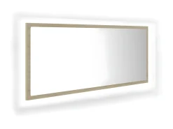 Espejo de baño LED acrílico color roble Sonoma 100x8,5x37 cm ES611967 Marru00f3n Best