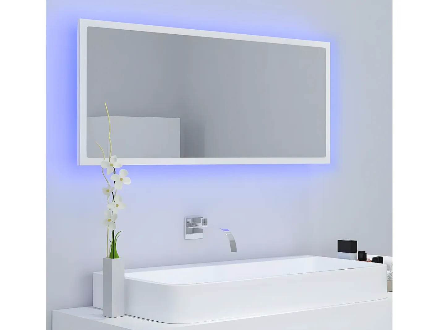 Discount Espejo de baño LED acrílico 100x8,5x37 cm ES254966 Blanco
