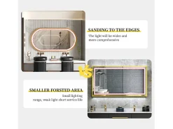 Fativo Espejo-Espejo de baño LED antivaho 3 colores regulables 120x60x4cm Dorado