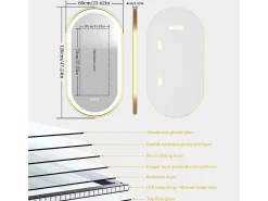 Fativo Espejo-Espejo de baño LED antivaho 3 colores regulables 120x60x4cm Dorado