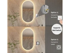 Fativo Espejo de baño LED ovalado 100x50cm espejo de pared iluminado con 3 colores ajustables 100x50cm Plateado Hot