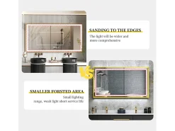 Online Fativo Espejo de baño LED rectangular 120x60cm espejo iluminado 3 colores ajustable con marco 120x60x4cm Dorado