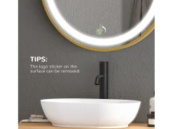 Discount Espejo de baño LED, regulable, función memoria, aluminio, (60x60 cm) Dorado