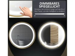Discount Espejo de baño LED, regulable, función memoria, aluminio, (60x60 cm) Dorado