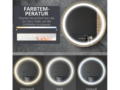 Discount Espejo de baño LED, regulable, función memoria, aluminio, (60x60 cm) Dorado