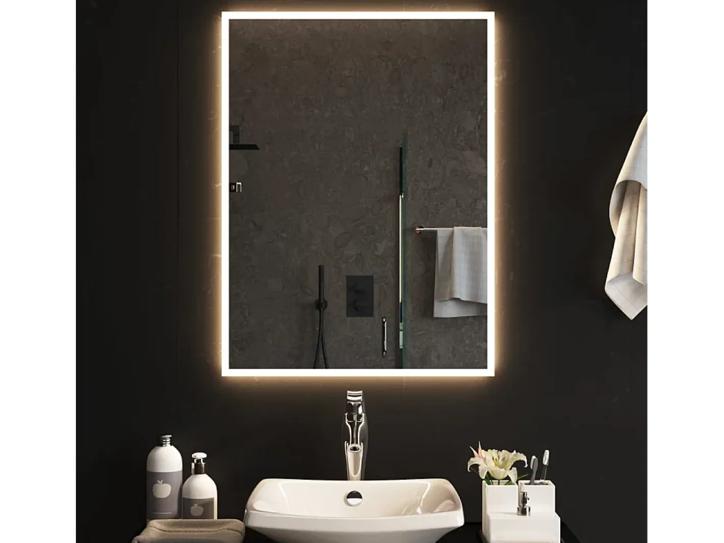 Espejo-Espejo de baño LED 60x80 cm Transparente