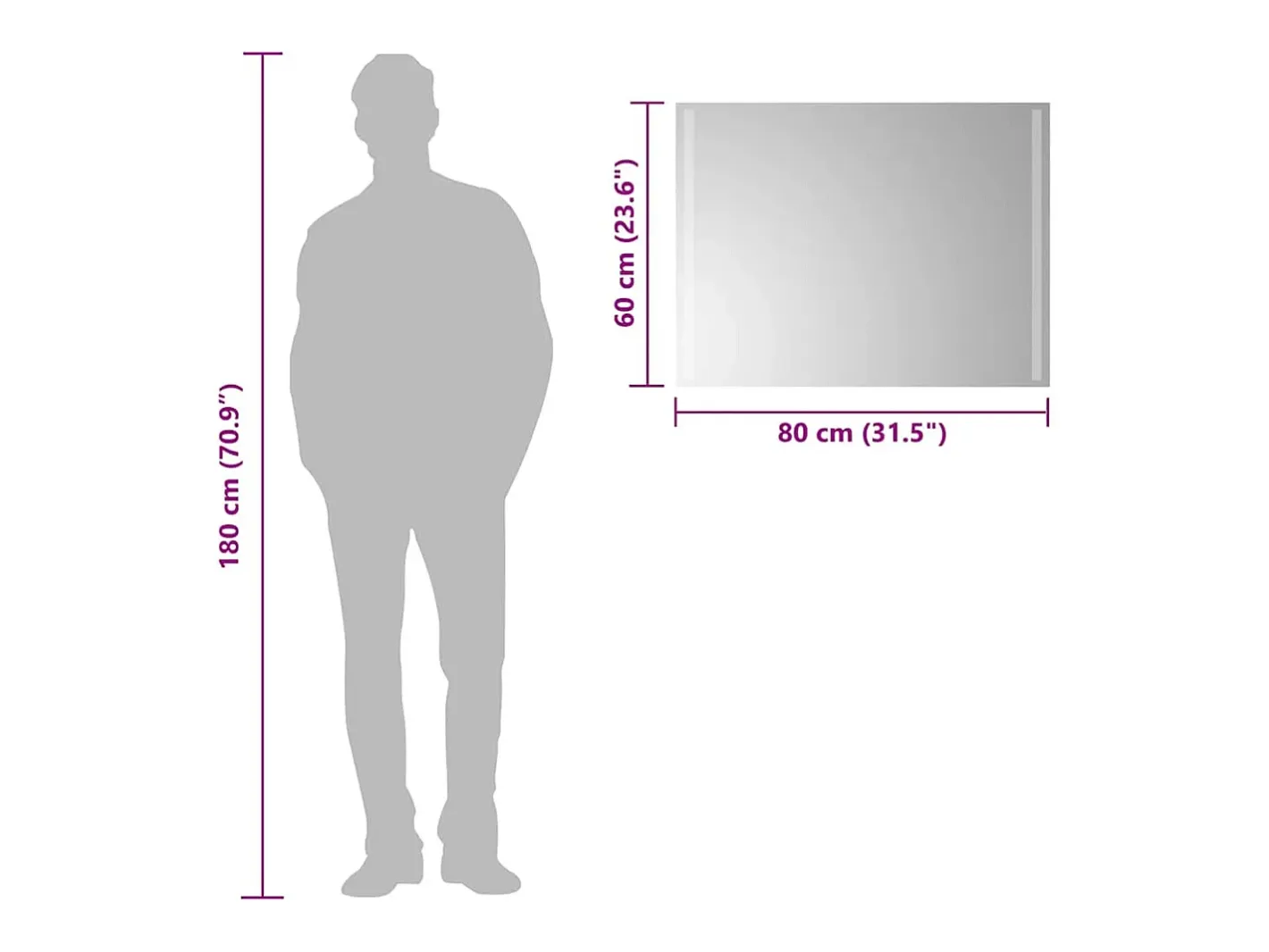 Espejo de baño LED 80x60 cm Transparente Sale