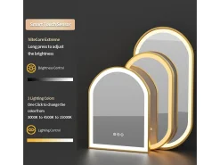 Sale Fativo Espejo de baño LED 60x90cm con iluminación espejo iluminado de pared 3 colores ajustables 60x90x4cm Dorado