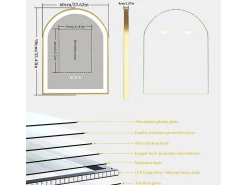Sale Fativo Espejo de baño LED 60x90cm con iluminación espejo iluminado de pared 3 colores ajustables 60x90x4cm Dorado