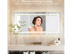 Hot Fativo Espejo de baño LED 120x80cm espejo de pared rectangular luz antivaho 120x80cm Plateado