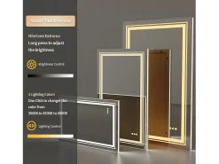 Fativo Espejo de baño LED 80x60cm espejo de pared retroiluminado con iluminación antivaho 80x60cm Plateado Sale
