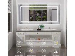 Fativo Espejo de baño LED 160x80cm espejo de pared rectangular con iluminación antivaho 160x80cm Plateado Outlet