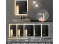 Discount Fativo Espejo de baño LED 40x50cm espejo de pared con iluminación antivaho 40x50cm Plateado