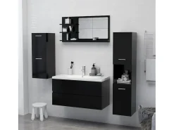 Hot Espejo de baño madera contrachapada 90x10,5x45 cm ES151031 Negro
