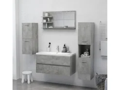 Espejo-Espejo de baño madera contrachapada hormigón 90x10,5x45 cm ES103386 Gris