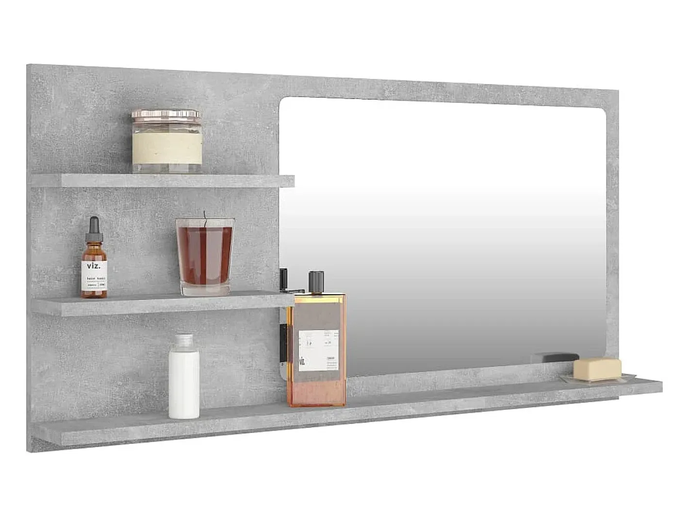 Espejo-Espejo de baño madera contrachapada hormigón 90x10,5x45 cm ES103386 Gris