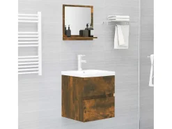 Espejo-Espejo de baño madera contrachapada roble ahumado 40x10,5x37 cm ES981162 Marru00f3n