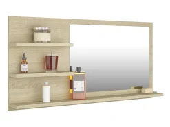 Espejo de baño madera contrachapada roble Sonoma 90x10,5x45 cm ES249897 Marru00f3n Hot