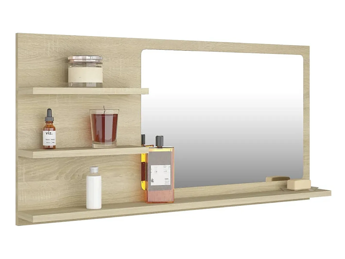 Espejo de baño madera contrachapada roble Sonoma 90x10,5x45 cm ES249897 Marru00f3n Hot