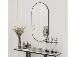 Fativo Espejo-Espejo de baño ovalado moderno espejo de pared vertical u horizontal 100x50cm Negro