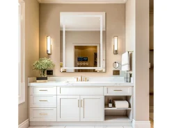 Fativo Espejo de baño rectangular iluminado con LED regulable y 4 botones táctiles - antivaho - 90x70cm Plateado Clearance