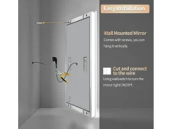 Fativo Espejo de baño rectangular iluminado con LED regulable y 4 botones táctiles - antivaho - 80x60cm Plateado