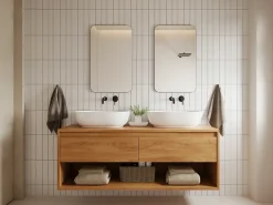 OZAIA Espejo De Pared|Espejo-Espejo de baño rectangular con borde , 50x80cm, DEMETRIA Dorado