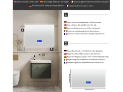 Espejo de baño redondo de 80 x 100 cm - LED, Bluetooth, temperatura, antivaho, iluminación, táctil, 6 ajustes Transparente