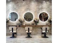 Clearance Fativo Espejo de baño redondo LED antivaho de pared con 3 colores ajustables, 80 x 80 cm Plateado