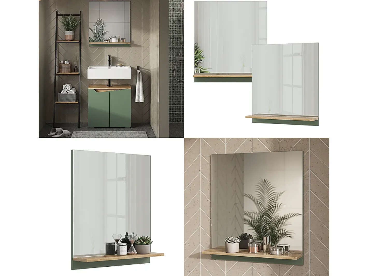Discount Vicco Espejo de baño /artesano 60x14x67 marelle Verde