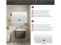 Espejo-Espejo de baño, 100x80cm, espejo LED con altavoz Bluetooth, iluminación ajustable, función antivaho, indicador de temperatura Blanco