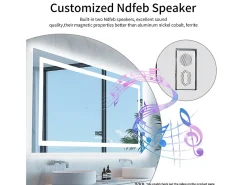 New Fativo Espejo de baño 120x60cm LED regulable + antivaho + Bluetooth 5.2 + Reloj + 3 colores 4 botones Plateado