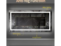 New Fativo Espejo de baño 120x60cm LED regulable + antivaho + Bluetooth 5.2 + Reloj + 3 colores 4 botones Plateado