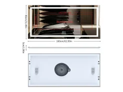 Fativo Espejo de baño 160x80cm LED regulable + antivaho + Bluetooth 5.2 + Reloj + 3 colores 4 botones Plateado New