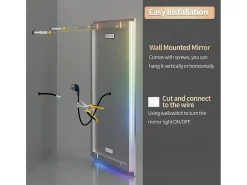 Fativo Espejo de baño 151x78cm RGB y LED regulable + antivaho + Bluetooth 5.2 + Reloj + 3 colores 4 botones Plateado Online