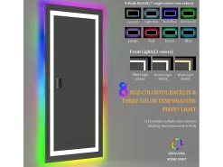 Fativo Espejo de baño 151x78cm RGB y LED regulable + antivaho + Bluetooth 5.2 + Reloj + 3 colores 4 botones Plateado Online